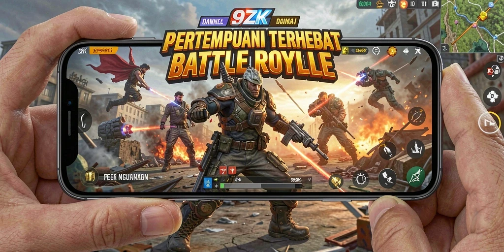 Screenshot 9ZK yang menampilkan aksi penuh ketegangan dalam Battle Royale.