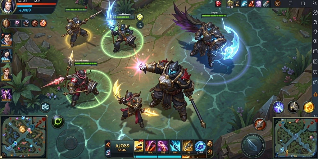 Screenshot AJO89 menampilkan aksi intens dalam pertandingan MOBA.