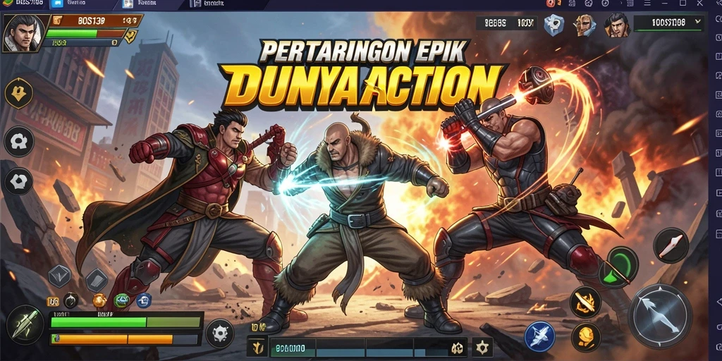 Screenshot utama BOS138 menampilkan pertarungan seru di arena aksi.
