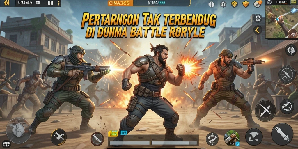 Tampilan utama gameplay CINA365 dalam pertarungan Battle Royale.