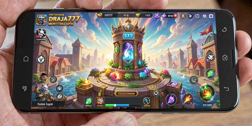 Tampilan gameplay intens dalam DRAJA777 dengan menara yang berfungsi penuh.