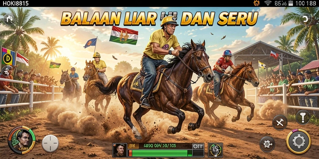 Tampilan gameplay seru HOKI8815 di lintasan balap.