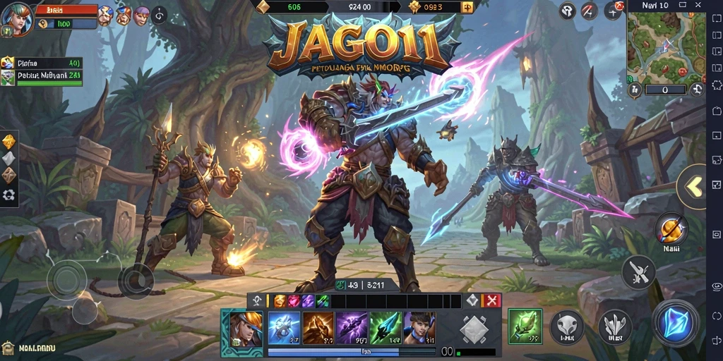 Screenshot menunjukkan aksi seru dalam pertempuran MMORPG JAGO11.
