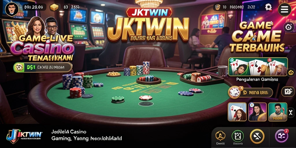 Screenshot gameplay <strong>JKTWIN</strong> menampilkan dealer langsung dan pemain aktif.