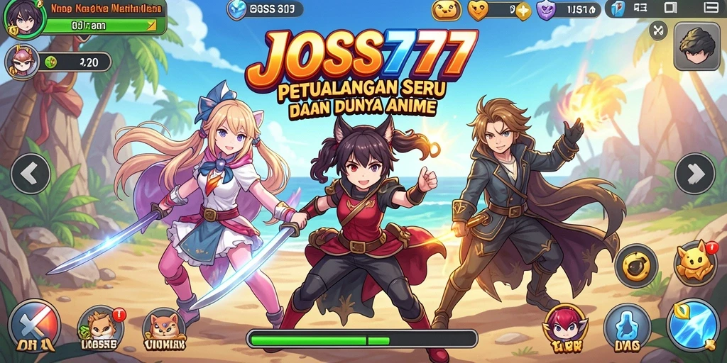 Gameplay seru JOSS777 yang menampilkan pertarungan karakter anime.