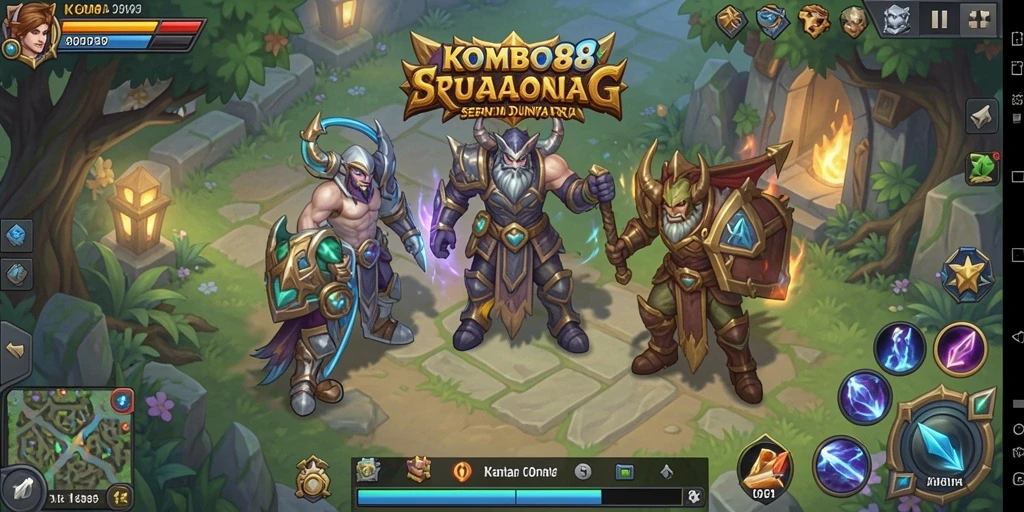 Tampilan seru permainan RPG di KOMBO88 dengan berbagai karakter dan monster.