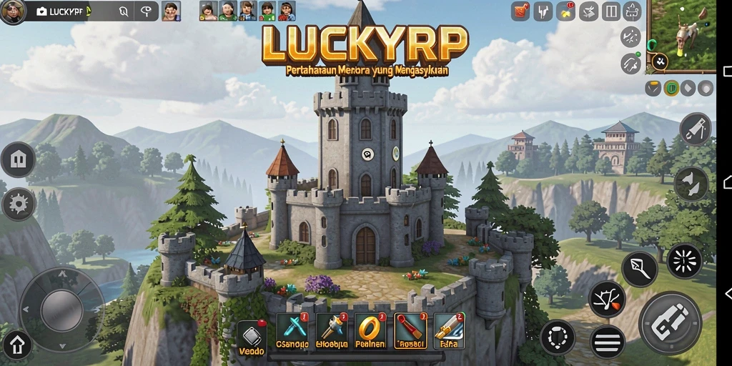 Tangkapan layar utama LUCKYRP menampilkan aksi seru Tower Defense.