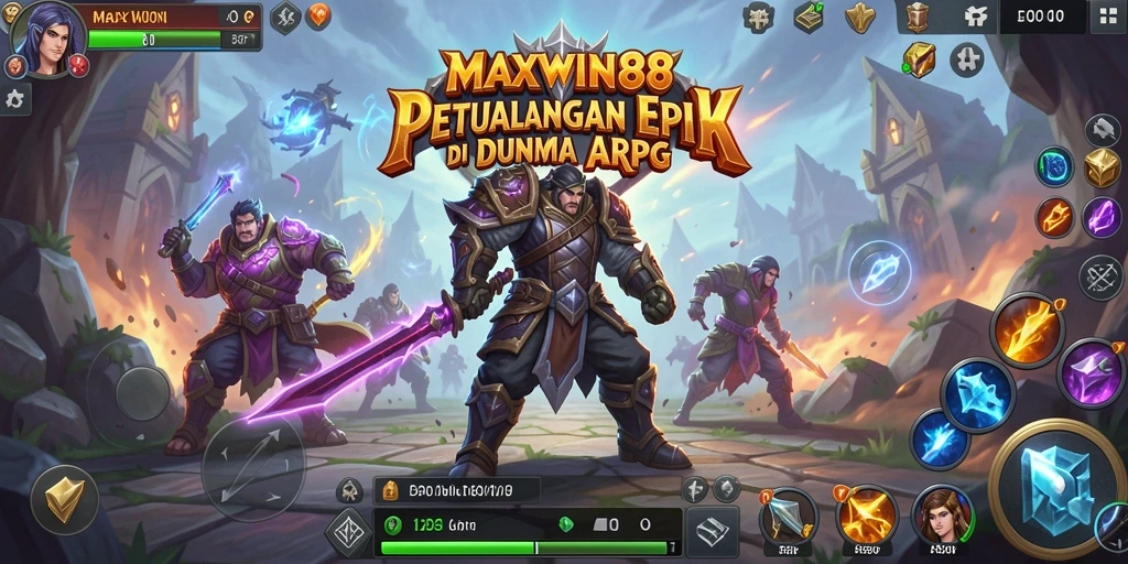 Tangkapan layar gameplay MAXWIN88 yang menunjukkan aksi pertempuran ARPG yang seru.