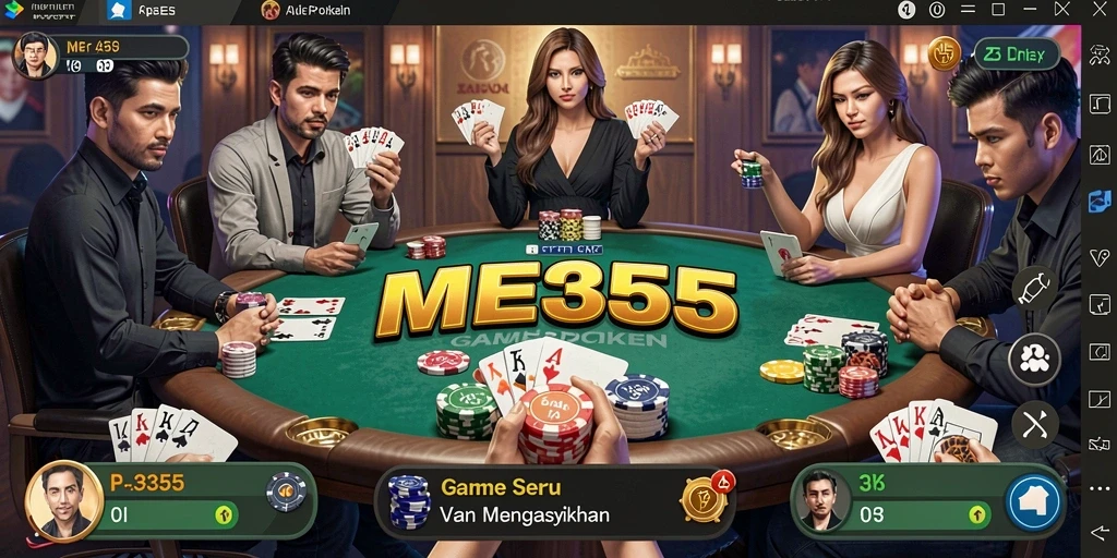 Tampilan gameplay poker yang seru dan menegangkan di ME355.
