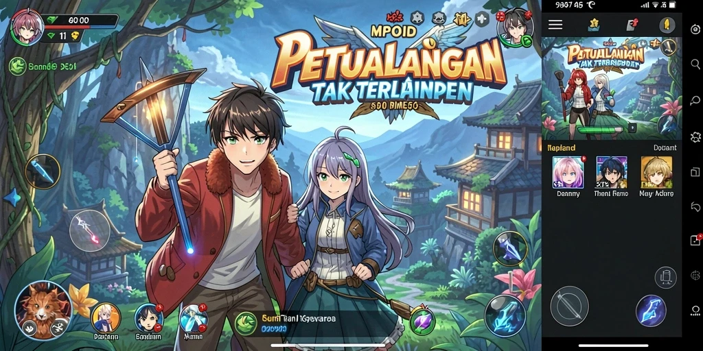 Tampilan gameplay MPOID yang penuh aksi dan karakter anime yang menawan.