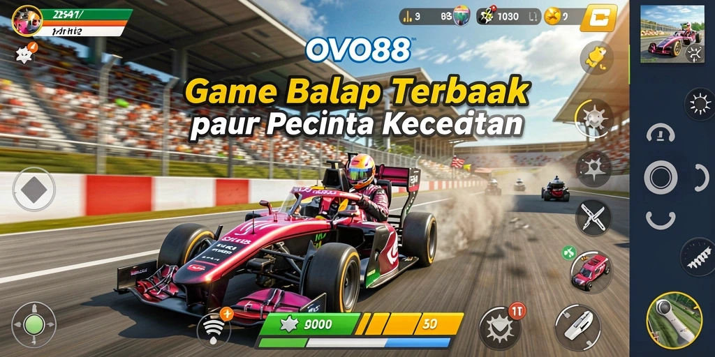 Screenshot dari gameplay OVO88 yang menampilkan balapan mendebarkan.