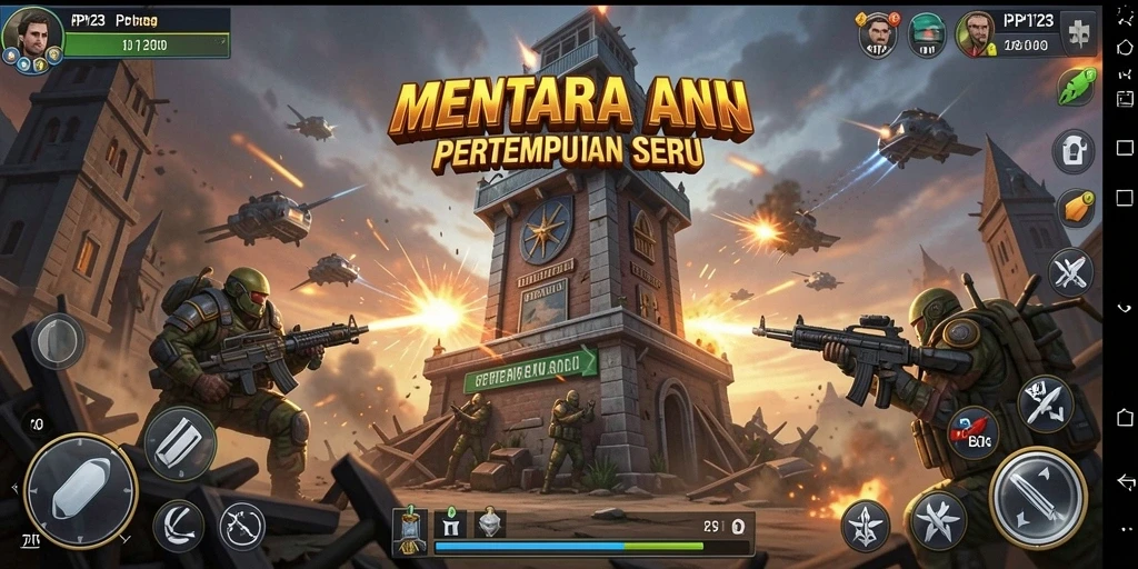 Tangkapan layar menunjukkan aksi seru gameplay Tower Defense PP123.