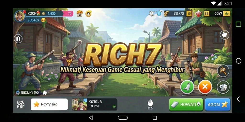 Tampilan gameplay RICH7 yang penuh warna dan seru.