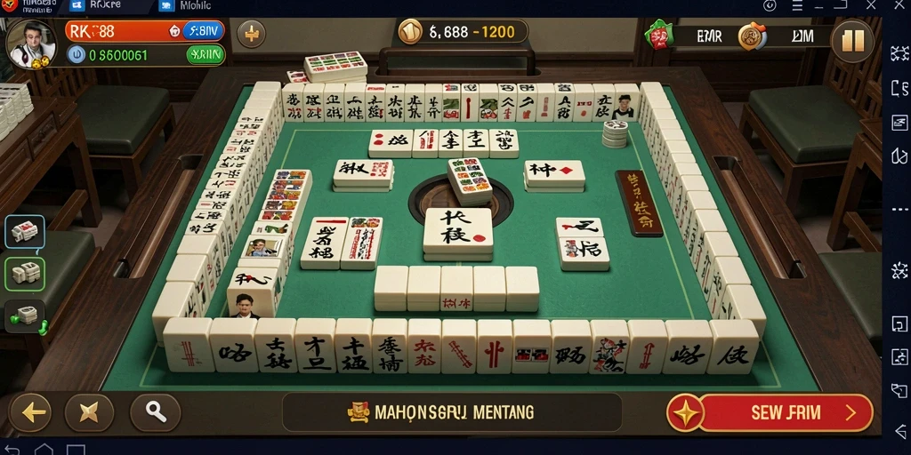 Tampilan gameplay seru Mahjong di RK88 dengan grafis memukau.