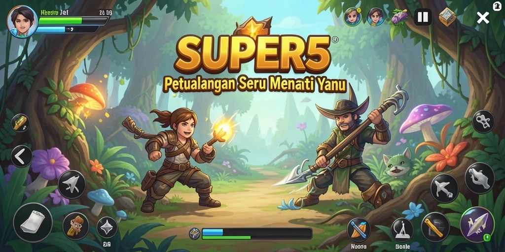 Tangkapan layar utama menunjukkan aksi seru dalam gameplay Adventure.