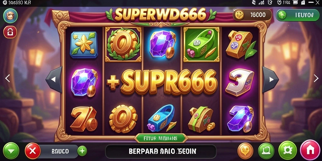 Tampilan gameplay Slot SUPERWD666 yang menarik dan penuh warna.