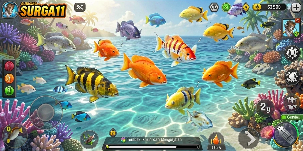 Gameplay seru dalam game Tembak Ikan SURGA11 dengan grafis menawan.