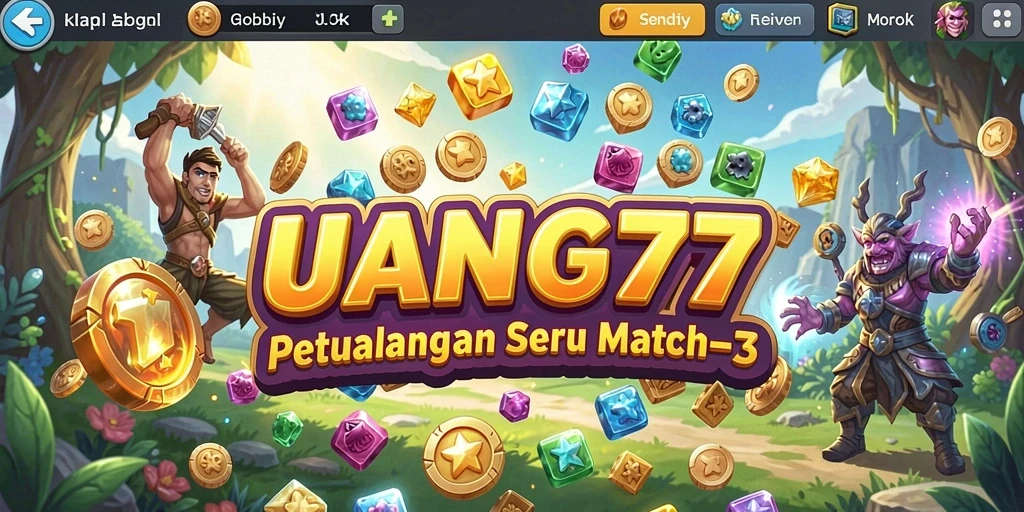 Gameplay seru UANG77 dalam menyusun kombinasi Match-3.