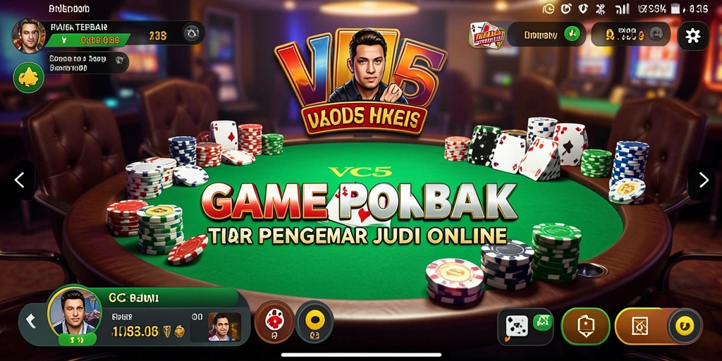 Screenshot gameplay seru VC5 yang menunjukkan aksi poker yang mendebarkan.