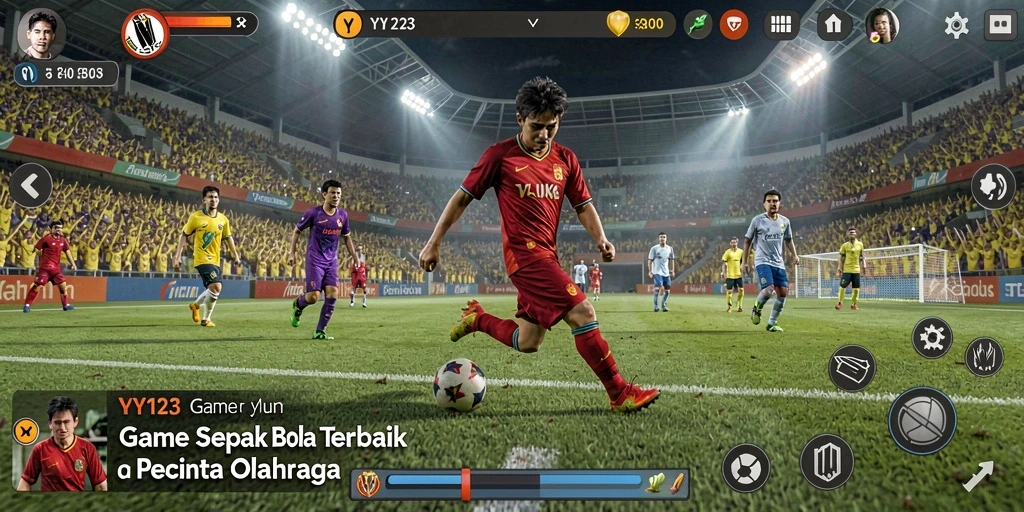 Gameplay seru dari YY123 yang menampilkan pertandingan sepak bola.